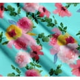 thumbnail image 3 of Soimoi Cotton Voile Fabric Flower & Leaves Watercolor Printed Craft Fabric by the Yard 42 Inch Wide, 3 of 7