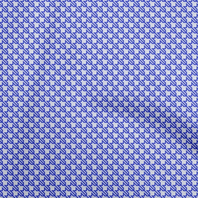 oneOone Velvet Blue Fabric Houndstooth Sewing Material Print Fabric By The Yard 58 Inch Wide