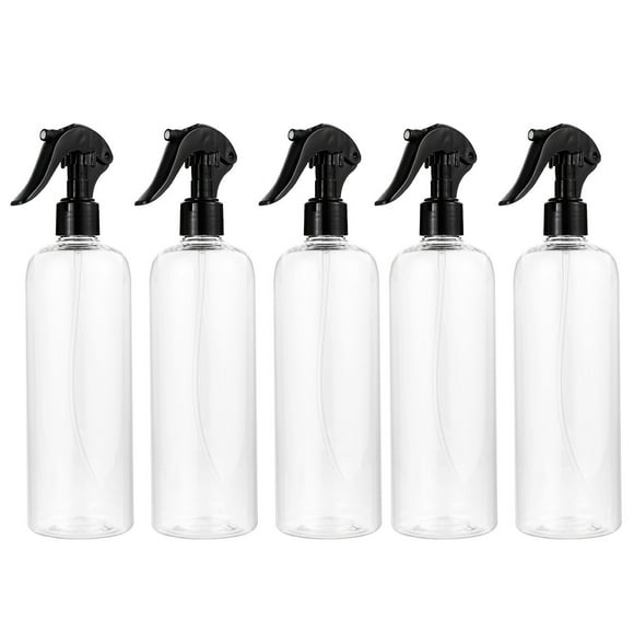 Milisten 5 Sets 500ML Plastic Spray Bottle Empty Water Sprayer Refillable Mist Atomizer Bottles Multifunctional Dispenser for Travel Cosmetic(Transparent Bottle Body and Black Lid)
