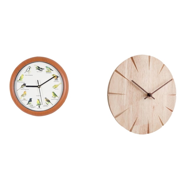 Reloj de pared,Reloj de pared con pájaro cantor Relojes de pared con pájaros,Relojes de pájaros con sonido Reloj decorativo que canta,Reloj de pared redondo,Reloj de pared de madera maciza