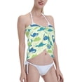 thumbnail image 4 of Kll Cute Dinosaur Blue Green Print Women'S Sarong Coverups Short Bathing Suit Wrap Skirt Beach Wrap Swimsuit Cover Ups, 4 of 7