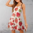 thumbnail image 3 of Strawberry Fruit Watercolor Sweet Elegant Slip Dress Women Korean Kawaii Dress, 3 of 6