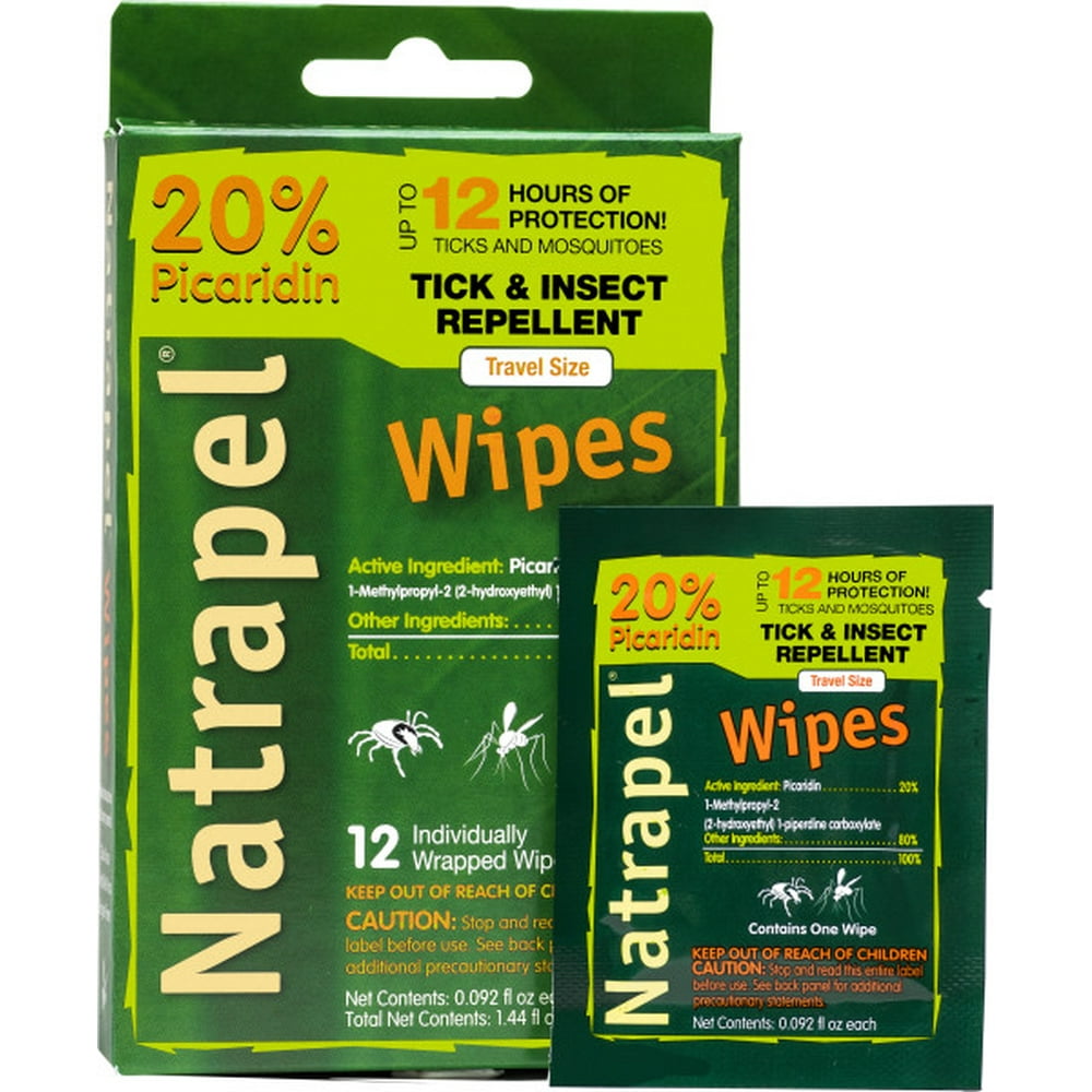 Natrapel Tick & Insect Repellent 12hour Wipes 12/box