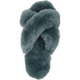 thumbnail image 6 of Womens Genuine Thick Sheepskin Open Back Peep Toe Cross Over Slipper Slider - Marine - US 8, 6 of 7