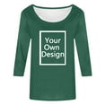 thumbnail image 6 of CUZIBR Women'S Sublimation Casual Shirts 3/4 Sleeve Solid Color Tee Tops Classic Round Neck Loose Fit Oversized Cozy Breathable Pullover Blouse,Dark Green,XL, 6 of 7