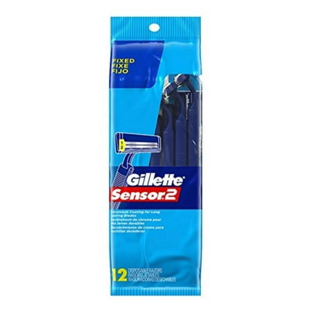 Razor Control - Gillette Fixed Disposable Razor, 12 ct, Twin Gillette Comfort Blades, better control handle By Good News