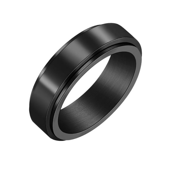 PAURO Men Stainless Steel Anxiety Ring Cool Simple Band 6mm Spinner Rings Fidget Ring Black Size 9