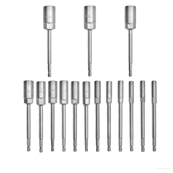 MOMOJIA 1/4Hex Socket Set 150mm Deepens Nut Driver Drill Bit 5.5-19mm Impact Socket