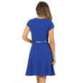 thumbnail image 3 of Women's Casual Solid Short Sleeve Ribbon Belted Flared A Line Swing Dresses, 3 of 6