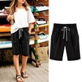 thumbnail image 2 of Ruyang Girls Athletic Shorts Kids Teens Solid Knee Length High Waisted Comfy Drawstring Casual Short Pants with Pockets, 2 of 7