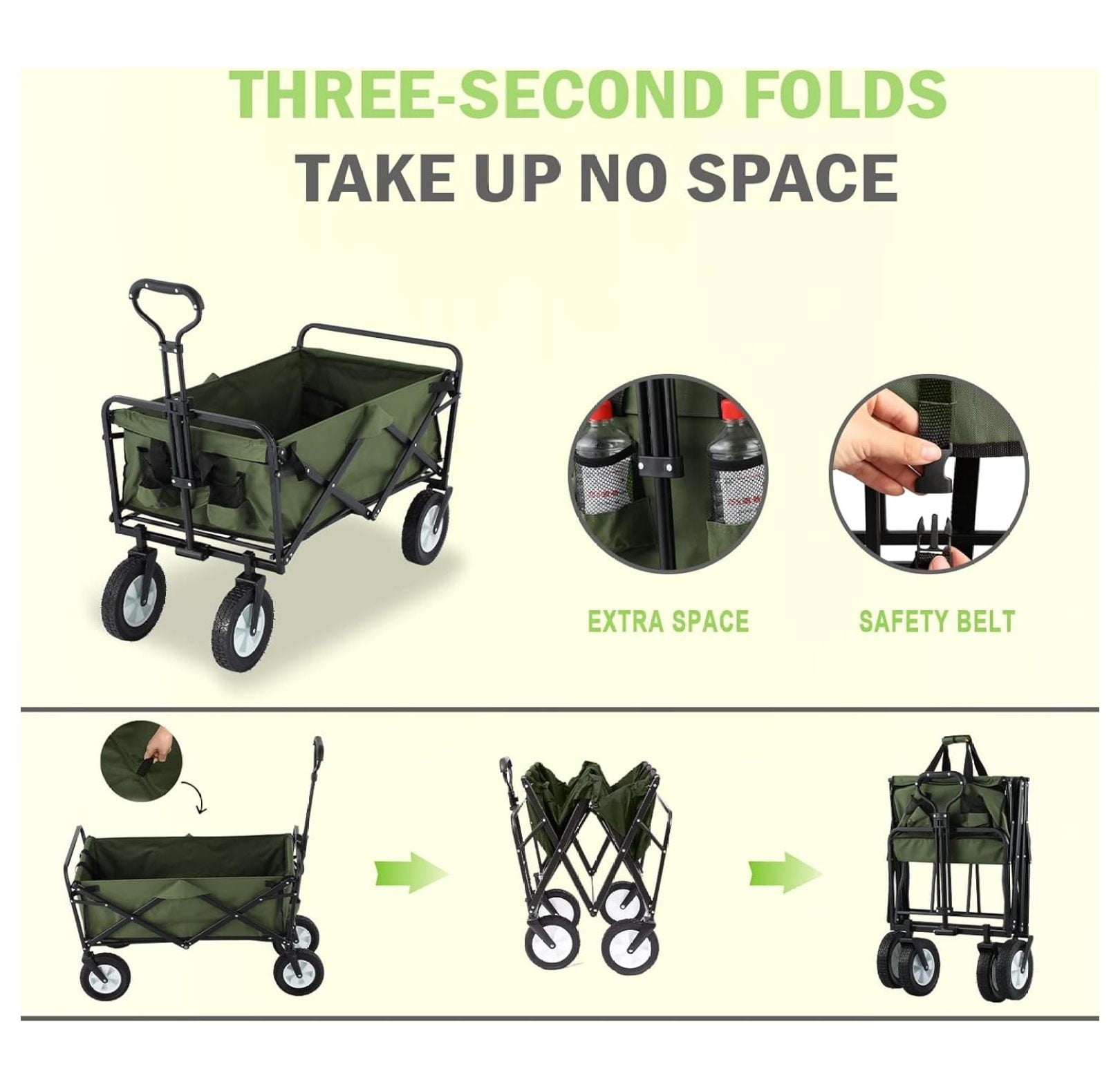 SAILARY Collapsible Utility Cart Folding Wagon, 220 Lbs Capacity - View #10