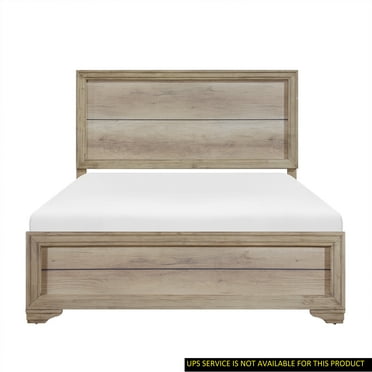 CoSoTower Contemporary Look Natural Finish Queen Bed 1pc Premium Melamine Board Wooden Bedroom Furniture