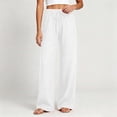 thumbnail image 6 of Wlynlyn Women's Wide Leg Pants Summer Cotton Linen Loose Casual Vacation Palazzo Trousers with Pockets Spring Clothes(X-Large,White), 6 of 9
