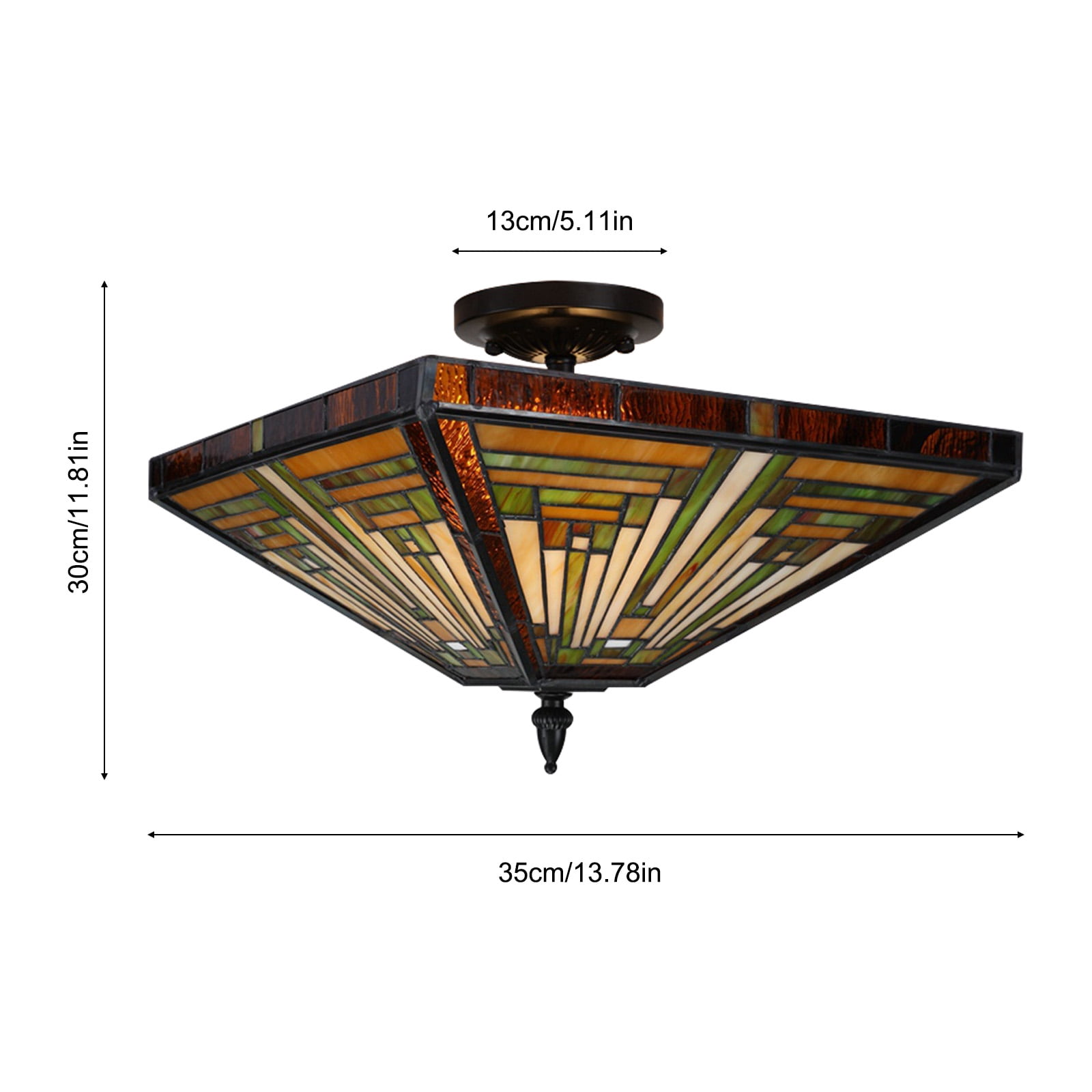 Tiffany Style Chandelier Stained Glass Vintage Ceiling Light Lamp 2 Light Fixture for Bedrooms, Study