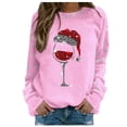 thumbnail image 1 of Glisme Chandail en Molleton de Noël pour Femmes Col Rond Imprimé Chandail Manches Longues Haut Basique Ample Usage Quotidien Rose, 1 of 5