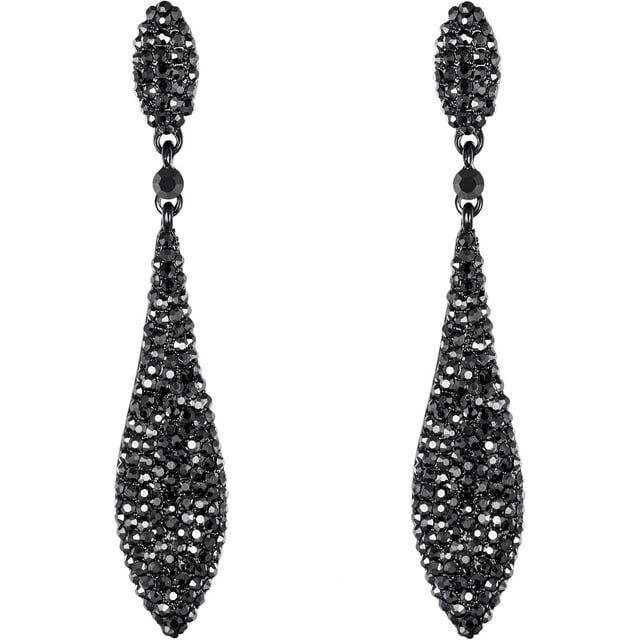 Rhinestone Cristal Elegante Banquete Paseo Double Lágrima Gota de Agua Perforado Colgante Aretes Pendientes