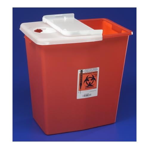 Multipurpose Sharps Container Biomax 1Piece 1875H X 1825W X 1275D Inch 12 Gallon Red Base Hinged Lid Qty 1