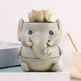 thumbnail image 2 of Cartoon Animal Split Flower Pot Cute Bear Elephant Desktop Potted Resin Ornament, 2 of 12