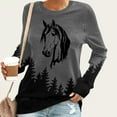 thumbnail image 3 of Sweatshirts for Women Crewneck Long Sleeve Tops Oversized Animals Horse Print Sweatshirt Loose Fit Fall Winter Round Neck Pullovers, 3 of 4