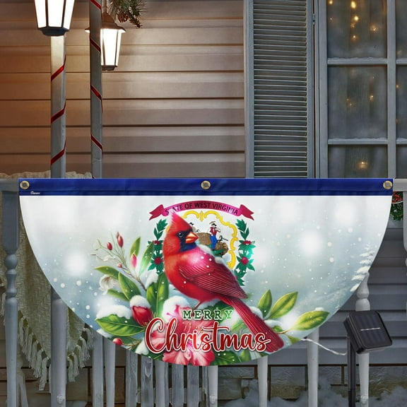 FLAGWIX West Virginia Cardinal Christmas Solar Led Fan Flag VTM661SL - USA Flags Decor Indoor Outdoor