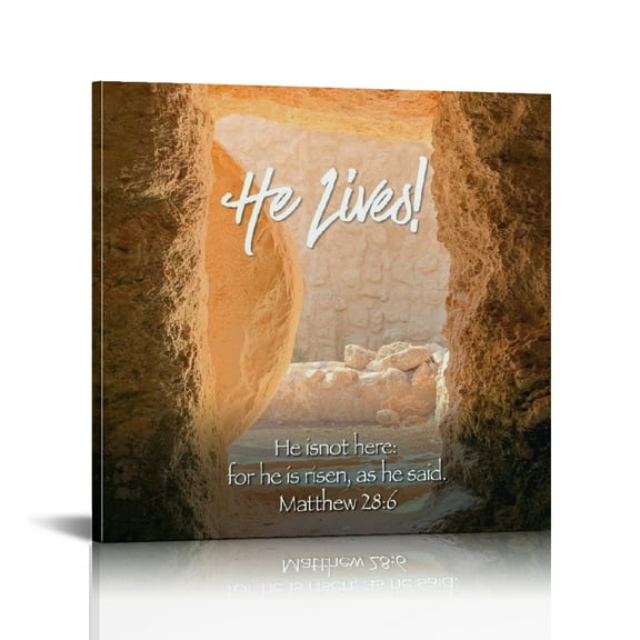 Vintage Easter Christian Jesus Wall Art Jesus Leaves the Tomb Canvas Painting Resurrected Savior Leaves the Tomb He Is Risen Posters Prints for Church Home Bedroom living room Home Wall Decor Framed