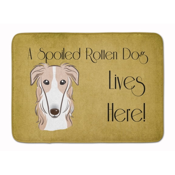 Carolines Treasures BB1476RUG Borzoi Spoiled Dog Lives Here Machine Washable Memory Foam Mat 19 X 27" multicolor