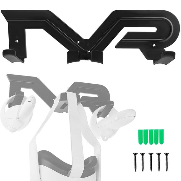 VR Gaming Wall Mount Headset Storage Stand Hook Compatible with PSVR 2, Meta Quest 2, VR Stands Compatible with HTC Vive, Playstation VR, Vive Pro, Valve Index, Mixed Reality Headsets