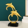 thumbnail image 1 of Estatua De Delfín, Resina Duradera, Color Dorado, Elegante, Simple, Detalles Ricos, Estatuilla De Delfín Para La Familia, 1 of 7