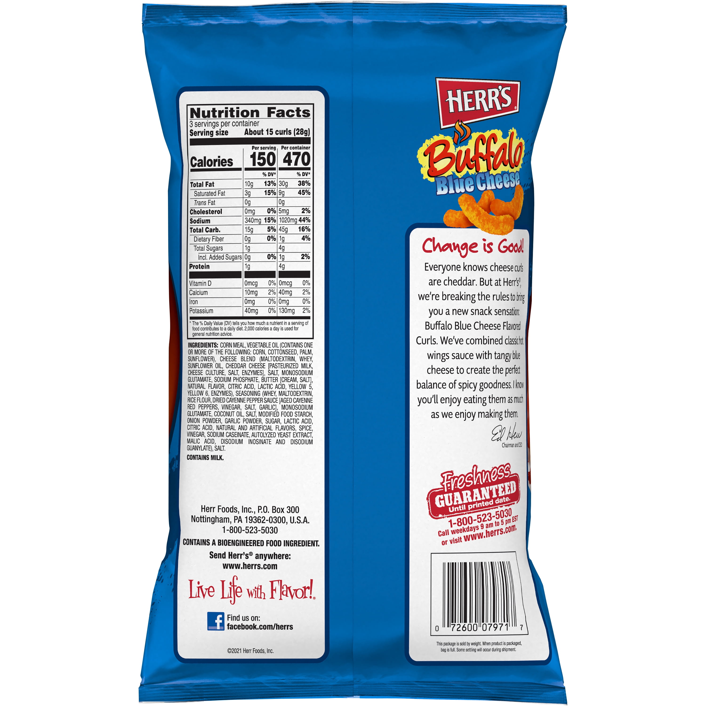 Herr's 3oz Buf. Blue Cheese Curls