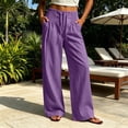 thumbnail image 2 of Horkkom Pants for Women Cotton High Waisted Drawstring Pants Casual Loose Pleated Pants with Pockets S, 2 of 7