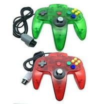 Lot Of 2 Classic Retro Wired Controllers For N64 Clear Red And Clear Green