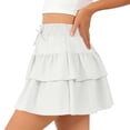 thumbnail image 5 of ATOGUTA Floral Skirts for Girls White Elastic High Waist A-Line Short Mini Skirt for School Casual 5T-16, 5 of 7
