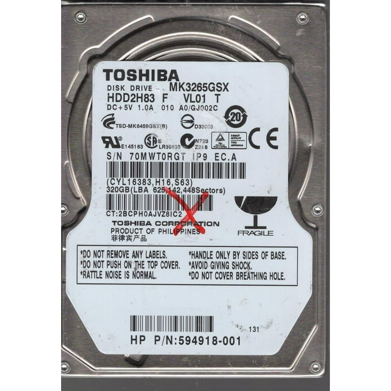 MK3265GSX, A0/GJ002C, HDD2H83 F VL01 T, Toshiba 320GB SATA MK3265GSX, A0/GJ002C, HDD2H83 F VL01 T, Toshiba 320GB SATA