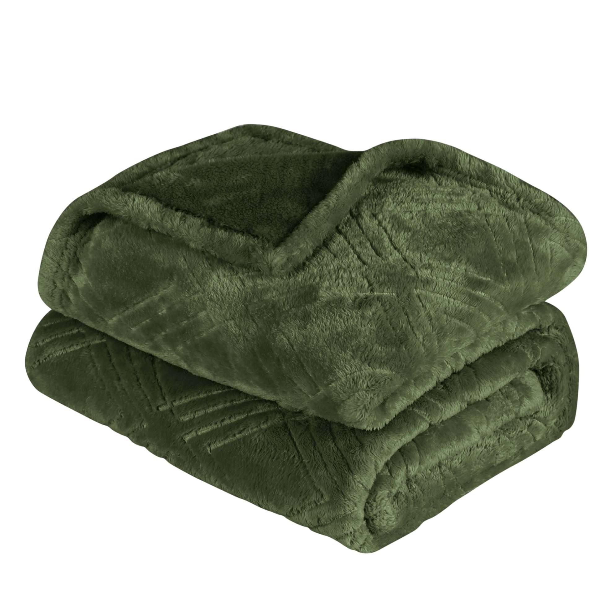 Superior Atka Fleece Diamond Blanket, 50" x 70" Soft Cozy Blankets, Throw XL Size, Green