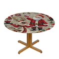 TIAOTIAOHOU Merry Christmas Fitted Round Tablecloth with Elastic Edge