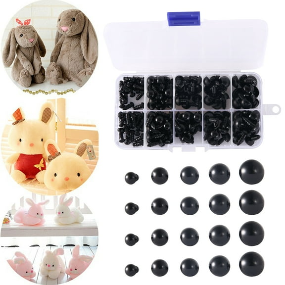 Willstar 150 Pieces Colorful/Black Plastic Safety Eyes and Noses with Washers Assorted Sizes for Doll, Puppet, Teddy Bear, Plush Animal