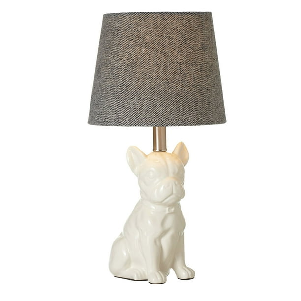 Set Of 2 White And Black Pug Base Table Lamps With Herringbone Shade 18 5 Com White And Black Pug Base Table Lamps, French Bulldog Lamp Target