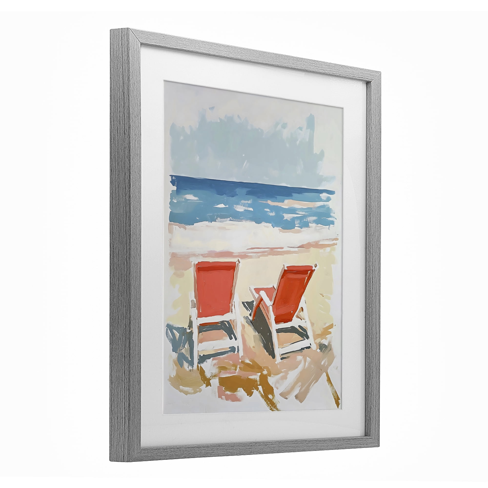 Stupell Industries Two Sunlit Beach Chairs Gray Framed Print Under Glass, design by The Prints Vibe
