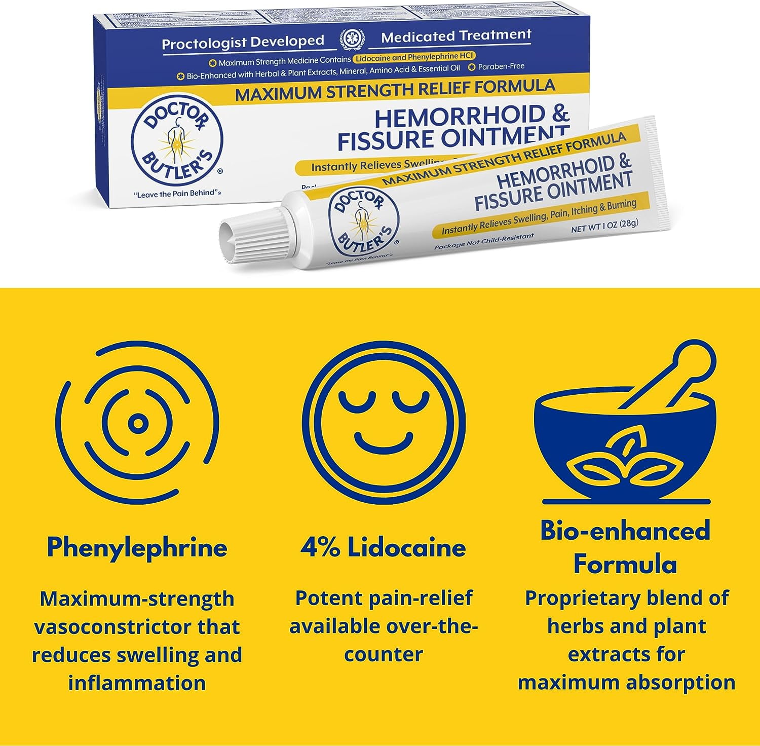 Doctor Butler's Hemorrhoid & Fissure Ointment Fast Acting Relief (1 oz)