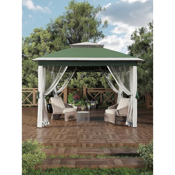 Pop Up Gazebo 13x13ft, Hexagonal Outdoor Canopy Shelter, Instant Patio Gazebo Tent with Mesh Netting and Strong Steel Frame for Patio Backyard Garden Wedding Party