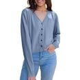 thumbnail image 3 of Cardigan Sweaters for Women Lightweight Long Sleeve V Neck Open Front Thin Knit Sweater Outerwear Casual Spring Fall Button Down Womens Sweaters Blue M, 3 of 6