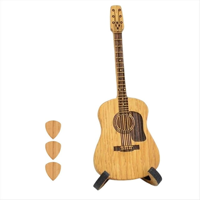 Caja de Púas de Guitarra Acústica de Madera con Soporte, Contenedor de Almacenamiento de Púas de Guitarra Hecho A Mano Portátil, Accesorio para Guitarra