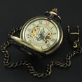 thumbnail image 4 of VIGOROSO Antique Retro Hand-winding Mechanical Wind Up Mens FOB Pocket Watch Bronze Wood Circle with Watches Box Chain, 4 of 5