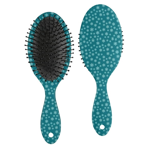 Teal Christmas Snowflake Pattern Hair Brush,Girls Detangling Hair Brush,Glide Through Tangles with Ease for Wet & Dry Hair,8.8"X2.8"