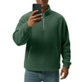 thumbnail image 5 of ASDFVBKG Men's Warm Fuzzy Fleece Pullover Quarter Zip Polar Fleece Stand Collar Lightweight Long Sleeve Pullover Outerwear Warm Fall Winter Solid Outfits Dark Green M, 5 of 6