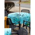 thumbnail image 5 of Outdoor Tablecloth with Umbrella Hole for Patio/Picnic/Party/Camping, Teal Blue Corals Waterproof Table Cloth Square Cover Washable, Summer Modern Coastal Ocean Sea (54"x 54"), 5 of 9