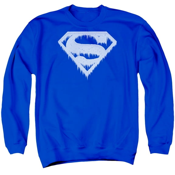Superman Ice And Snow Shield Adult Crewneck Sweatshirt Royal Blue