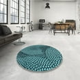 thumbnail image 4 of Ahgly Company Machine Washable Indoor Round Transitional Deep Teal Green Area Rugs, 3' Round, 4 of 7