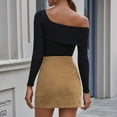 thumbnail image 3 of Fesfesfes Women Skirt Solid Color Zip Skirt Corduroy Short A-line Skirt Clearance Under $10, 3 of 8