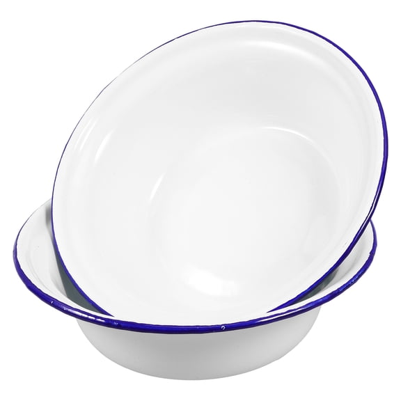 Tineasur Household Enamelware Soup Bowls White 2Pcs